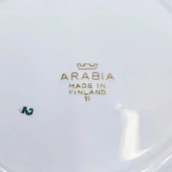 Arabia pullalautanen vaaleansininen ja kulta raita 2 kpl