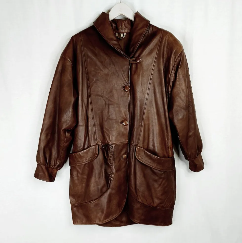 FinLed Finnish Leather Design vintage nahkatakki koko M