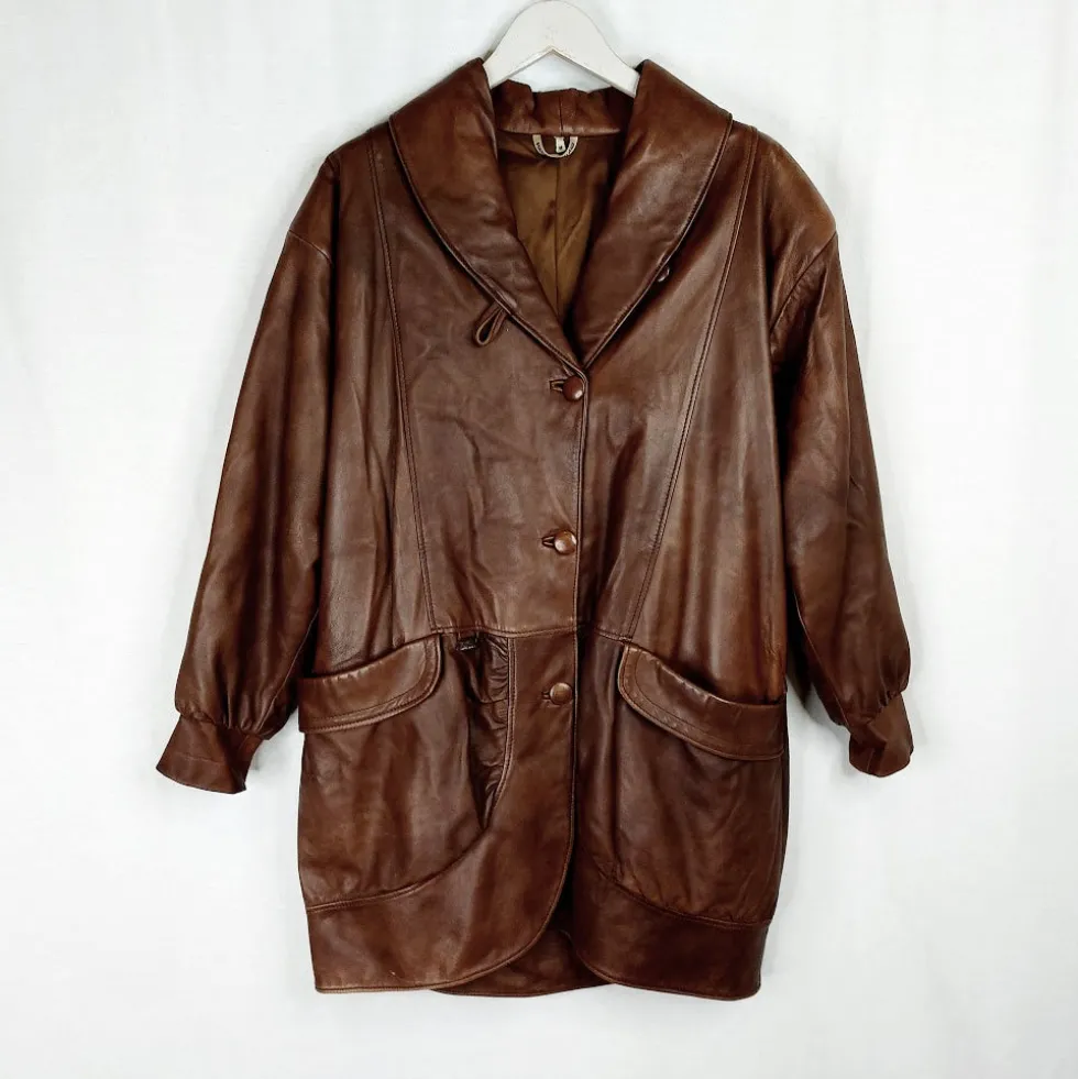 FinLed Finnish Leather Design vintage nahkatakki koko M