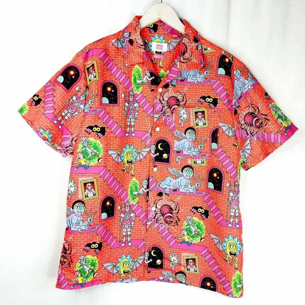 OppoSuits Rick & Morty lyhythihainen kauluspaita koko L